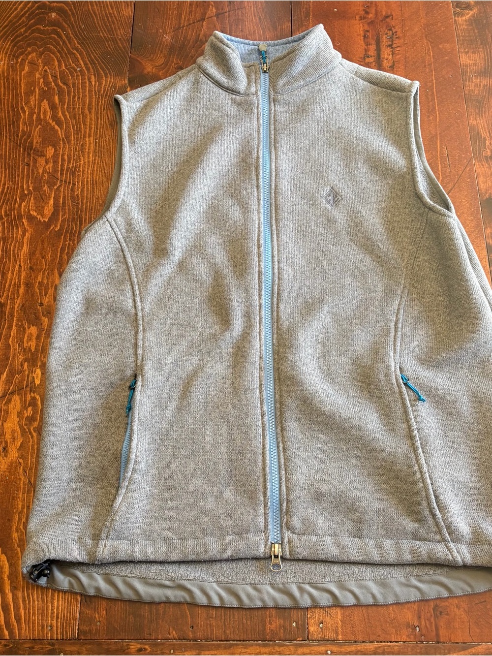 Peter Millar Grey Fleece Vest with Blue Zipper Accents
